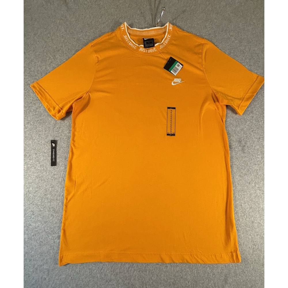 Nike Just Do It Collar T Shirt Mens XL Orange Embroidered Logo Standard Fit NWT